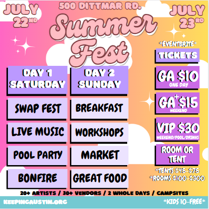 Summer Fest Flyer with schedule for Day 1 and Day 2